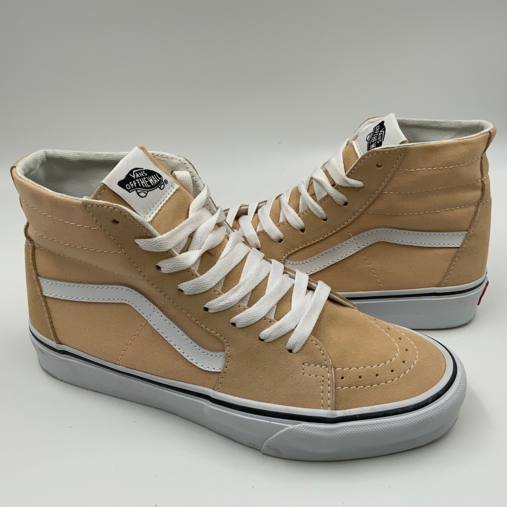 Vans Sk8-Hi High Top Sneakers Tan Suede Canvas Womens 9 Mens 7.5 721454